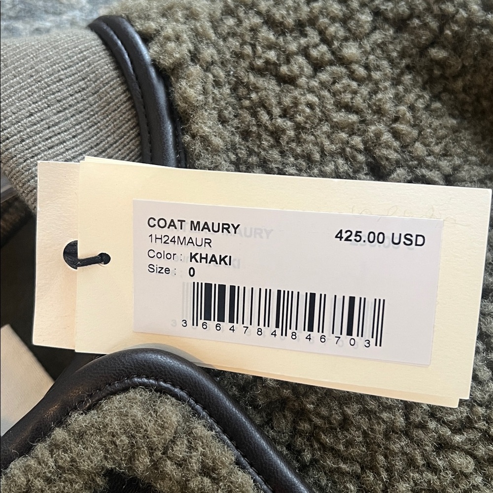 NWT ba&sh Olive Green Sherpa Pea Coat - Picture 9 of 13